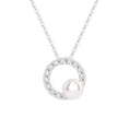 Load image into Gallery viewer, 5mm Cultured Freshwater Pearl with Moissanite Circle Pendant Necklace