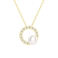 Load image into Gallery viewer, 5mm Cultured Freshwater Pearl with Moissanite Circle Pendant Necklace