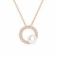 Load image into Gallery viewer, 5mm Cultured Freshwater Pearl with Moissanite Circle Pendant Necklace