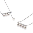 Load image into Gallery viewer, 6mm Freshwater Pearls with Moissanite Accents Balance Bar Pendant Necklace