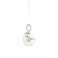 Load image into Gallery viewer, 8mm Freshwater Pearl Spiral Drop Necklace with Moissanite Sparkle