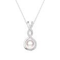 Load image into Gallery viewer, 8mm Freshwater Pearl with Moissanite Accents Twist Pendant Necklace