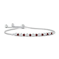 Adjustable Fit Lab Ruby and Moissanite Bezel Tennis Bolo Bracelet