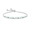 Adjustable Lab Emerald Bezel-Set Infinity Bolo Bracelet