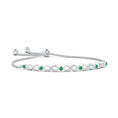 Adjustable Lab Emerald Bezel-Set Infinity Bolo Bracelet