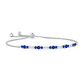 Adjustable Round Lab-created Sapphire and Moissanite Trio Tennis Bolo Bracelet