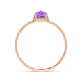 Amethyst Solitaire with Beaded Halo Promise Ring – 1.6 mm