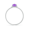 Amethyst Solitaire with Beaded Halo Promise Ring – 1.6 mm