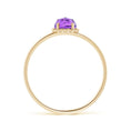 Amethyst Solitaire with Beaded Halo Promise Ring – 1.6 mm