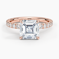 Asscher Cut French Pavé Flush-Fit Moissanite Engagement Ring