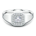 Asscher-Cut Moissanite Halo Octagon Men's Signet Ring