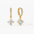 Asscher Cut Lab Diamond Huggie Hoop Drop Earrings