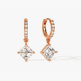 Asscher Cut Lab Diamond Huggie Hoop Drop Earrings