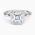 Load image into Gallery viewer, Asscher Cut Bezel Moissanite Engagement Ring