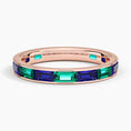 Baguette Lab Sapphire and Emerald Channel-Set Extended Eternity Wedding Band - 2.8 mm