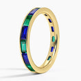 Baguette Lab Sapphire and Emerald Channel-Set Extended Eternity Wedding Band - 2.8 mm