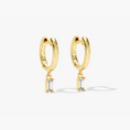 Load image into Gallery viewer, Baguette Moissanite Drop Huggie Hoop Earrings