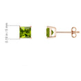 Basket-Set Princess Cut Peridot Stud Earrings