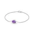 Beaded Bezel-Set Oval Amethyst Chain Bracelet