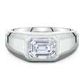 Bezel East–West Emerald-Cut Moissanite Men’s Signet Ring