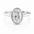 Bezel Oval Lab-Grown Diamondm Hidden Halo Pavé Accents Engagement Ring
