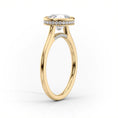 Bezel Oval Lab-Grown Diamondm Hidden Halo Pavé Accents Engagement Ring