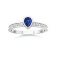 Bezel Pear Lab Sapphire with Moissanite Accents Stackable Promise Ring - 2.0 mm