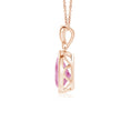 Bezel Pear Pink Tourmaline with Moissanite Accent Pendant Necklace