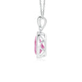Bezel Pear Pink Tourmaline with Moissanite Accent Pendant Necklace
