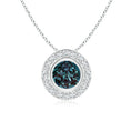 Bezel Round Lab-Grown Alexandrite with Moissanite Halo Pendant Necklace