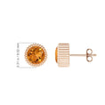 Bezel Set Citrine with Sunburst Halo Stud Earrings