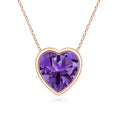 Bezel-Set Heart Amethyst Solitaire Pendant Necklace