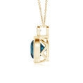 Bezel-Set Lab Alexandrite Solitaire with Moissanite Accent Pendant Necklace