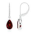 Bezel-Set Pear Garnet Drop Earrings