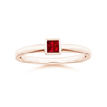 Bezel-Set Princess Cut Lab-Created Ruby Stackable Promise Ring – 2 mm