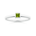 Bezel-Set Princess Cut Peridot Stackable Promise Ring – 2 mm