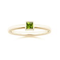 Bezel-Set Princess Cut Peridot Stackable Promise Ring – 2 mm
