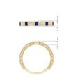 Bezel-Set Princess Lab Sapphire and Alternating Round Moissanite Wedding Band