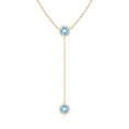 Bezel-Set Round Aquamarine Drop Lariat Necklace