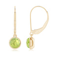 Bezel-Set Round Peridot Drop Earrings with Leverback