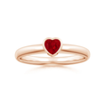 Bezel-Set Solitaire Heart Lab Ruby Stackable Promise Ring