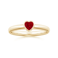 Bezel-Set Solitaire Heart Lab Ruby Stackable Promise Ring