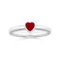Bezel-Set Solitaire Heart Lab Ruby Stackable Promise Ring