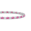Blush Lab-created Pink Sapphire with Moissanite Accents Alternating Tennis Bracelet