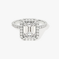 Load image into Gallery viewer, Brilliant Halo Emerald Halo Moissanite Engagement Ring