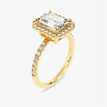 Load image into Gallery viewer, Brilliant Halo Emerald Halo Moissanite Engagement Ring