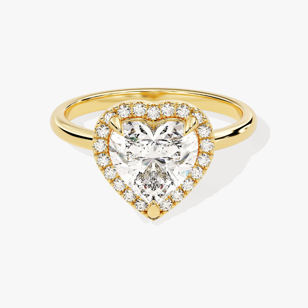Brilliant Halo Heart Cut Moissanite Engagement Ring