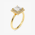 Load image into Gallery viewer, Brilliant Halo Princess Cut Moissanite Engagement Ring