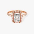 Brilliant Halo Radiant Cut Moissanite Engagement Ring