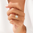 Brilliant Halo Radiant Cut Moissanite Engagement Ring